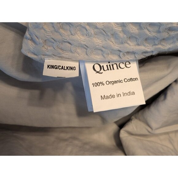 Quince- 100% Organic Luxe Waffle Duvet Cover 3PC Set Light Grey Size King -NEW- - Picture 4 of 7